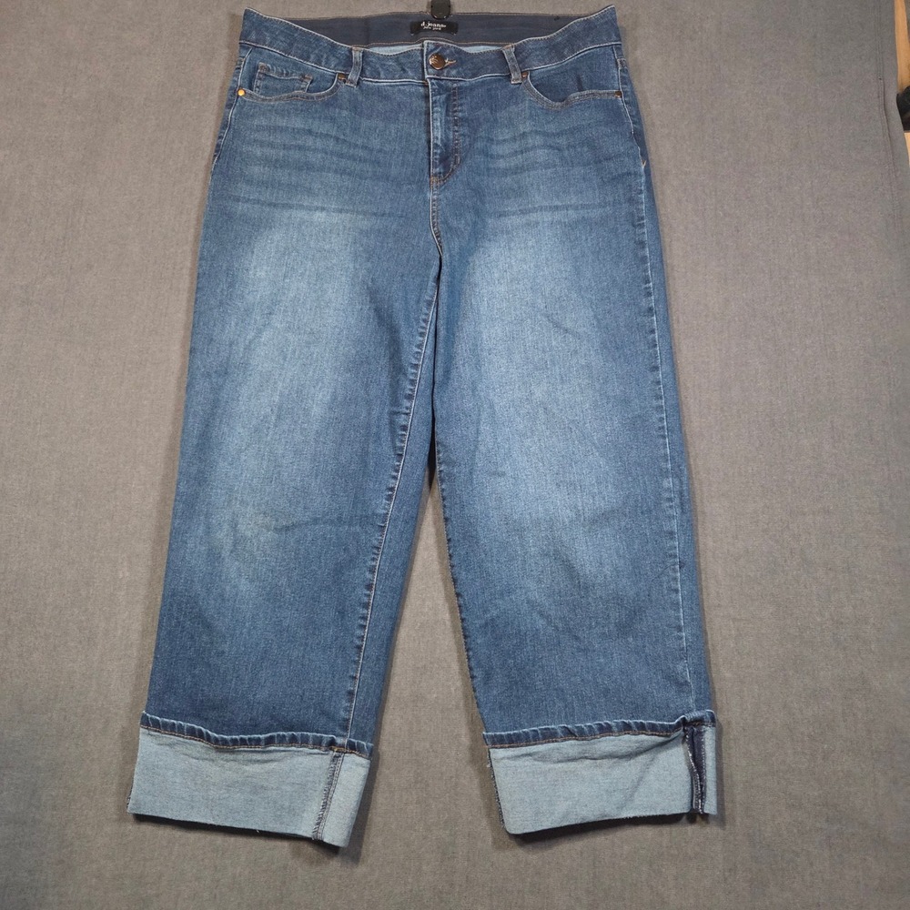 d.jeans New York Crop Jeans Womens 16W Blue Wide Cuff High Rise Denim